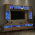 Ensemble de meubles tv muraux 8pcs et lumi�res led ch�ne sonoma