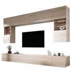 Ensemble meuble tv mural unite murale tv sonoma meuble mural à led pour salon Ensemble meuble tv mural unite murale tv sonoma meuble mural à led pour salon