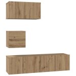 Ensemble meuble tv mural - vidaxl - ch�ne artisanal - bois ding�nierie - 60x30x30 cm - 2 portes - poids ...