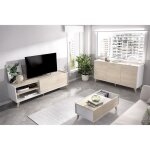 Ensemble meuble tv table basse buffet ness - mlamin - style scandinave - chne et blanc