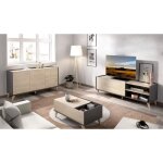 Ensemble meuble tv table basse buffet ness - mlamin - style scandinave - chne naturel et graphite