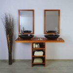 Ensemble meuble vasque et miroir salle de bain new gempo 140 cm en bois teck naturel taille - meuble ... Ensemble meuble vasque et miroir salle de bain new gempo 140 cm en bois teck naturel taille - meuble ...