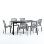 Ensemble de mobilier de jardin - thomas - table et 6 chaises anna - fer et r�sine - moderne - ext�rieur ...
