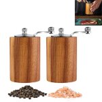 Ensemble de moulins à sel et poivre en bois ? set de 2 manuel noyau céramique ajustable Ensemble de moulins à sel et poivre en bois ? set de 2 manuel noyau céramique ajustable