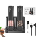 Moulin � sel et poivre �lectrique - moulin a poivre automatique de la batterie base rechargeable5 r�glables ...