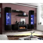 Ensemble mural - fly m - 1 meuble tv - 2 vitrines verticales led - 2 étagères murales - noir - modèle ... Ensemble mural - fly m - 1 meuble tv - 2 vitrines verticales led - 2 étagères murales - noir - modèle ...