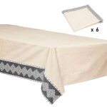 Ensemble nappe et 6 serviettes inuit coton blanc ivoire 250x150cm - atmosphera createur dinterieur Ensemble nappe et 6 serviettes inuit coton blanc ivoire 250x150cm - atmosphera createur dinterieur