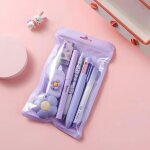 Ensemble de papeterie kawaii violet ? lot de 7 pi�ces fournitures scolaires & de bureau avec motifs floraux ...
