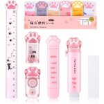 Ensemble de papeterie mignon en forme de patte de chat 9 pices fournitures scolaires de dessin anim ...
