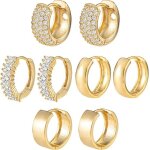 Ensemble de petites / grandes croles pour femmes et adolescentes boucles doreilles plaques or 14 carats ...