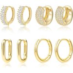 Ensemble de petites / grandes croles pour femmes et adolescentes boucles doreilles plaques or 14 carats ...