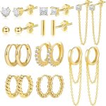 Ensemble de petites / grandes créoles pour femmes et adolescentes boucles doreilles plaquées or 14 carats ... Ensemble de petites / grandes créoles pour femmes et adolescentes boucles doreilles plaquées or 14 carats ...