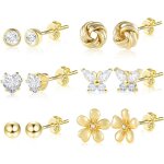 Ensemble de petites / grandes croles pour femmes et adolescentes boucles doreilles plaques or 14 carats ...
