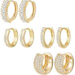 Ensemble de petites / grandes croles pour femmes et adolescentes boucles doreilles plaques or 14 carats ...