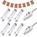 Ensemble de pinces et spatules � glace - tarocat - candy bar - acier inoxydable 304 - 6 pinces - 2 spatules ...