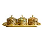 Ensemble plateau et bols orientaux avec couvercle