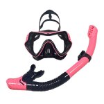 Ensemble de plong�e en apn�e rose - noir tuba � couvercle sec et masque de plong�e en apn�e en verre ...