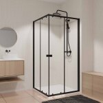 Ensemble portes de douche coulissantes extensibles noir 80 / 90x185cm - black slide 80 - 90
