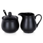 Ensemble pot � lait et sucrier - vilde - porcelaine noire - design moderne - 3 pi�ces