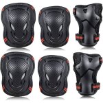 Ensemble de protection 6 pi�ces pour roller adulte avec genouill�res et coudi�res ajustables pour sports ...