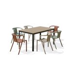 Ensemble repas de jardin 6 places en aluminium - terracotta