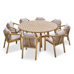 Ensemble repas de jardin 8 places en bois dacacia