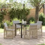 Ensemble de repas de jardin vidaxl 5 pi�ces avec coussins beige en poly rattan 3380641