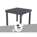 Ensemble repas table extensible alu 4 / 8 places graphite + 8 chaises modula - hesp�ride