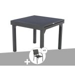 Ensemble repas table extensible alu 4 / 8 places graphite + 8 fauteuils piazza - hesp�ride