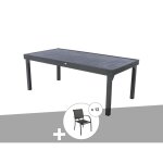 Ensemble repas table extensible rectangulaire alu graphite piazza + 12 fauteuils piazza - hesp�ride