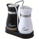 Ensemble salire et poivrire - ulisem - verre et acier inoxydable - noir et blanc