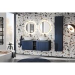 Ensemble complet de salle de bain double vasques - 140 cm - rosario deep blue