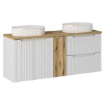 Ensemble salle de bain - deconation - astral blanc - double vasques - 140 cm - design contemporain