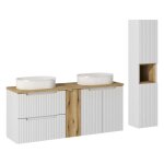 Ensemble salle de bain - deconation - astral blanc - double vasques - 140 cm - design contemporain