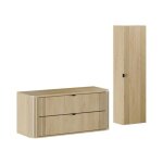 Ensemble de salle de bain kori : meuble sous vasque 120cm + plan pour vasque + colonne de rangement