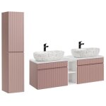 Ensemble meubles double vasques  poser avec colonne + 2 lments - 140 cm - emblematic rose