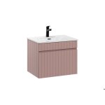 Ensemble de salle de bain avec meuble sous lavabo iconic rose et vasque sky 60 cm