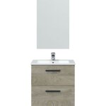 Ensemble salle de bain meuble sous - vasque suspendu l60 cm - 2 tiroirs - décor chêne alsaka - miroir ... Ensemble salle de bain meuble sous - vasque suspendu l60 cm - 2 tiroirs - décor chêne alsaka - miroir ...