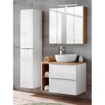 Ensemble meuble vasque + armoire miroir + grande armoire - 80 cm - elise white Ensemble meuble vasque + armoire miroir + grande armoire - 80 cm - elise white