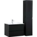 Ensemble meuble simple vasque 60cm avec vaque et colonne sorrento - noir