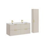 Ensemble de salle de bains noxera 120 cm ? marron congo ? double vasque + colonne suspendue