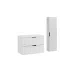 Ensemble de salle de bain noxera 80 cm ? meuble sous vasque suspendu blanc alpin mat avec plan pour vasque ...