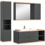 Ensemble salle de bain noya gris ? meuble sous vasque miroir avec rangement et colonne suspendue Ensemble salle de bain noya gris ? meuble sous vasque miroir avec rangement et colonne suspendue