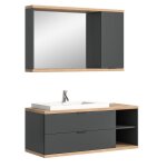 Ensemble salle de bain noya gris ? meuble sous vasque + miroir avec rangement à suspendre Ensemble salle de bain noya gris ? meuble sous vasque + miroir avec rangement à suspendre
