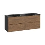 Ensemble de salle de bain savia : meubles sous vasque 120cm et double vasque � encastrer noire