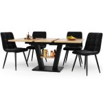 Ensemble salle � manger 5 pi�ces - table extensible 118 - 157x70cm & 4 chaises velours noir - pieds v ...