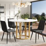 Ensemble de salle � manger (5 pi�ces) table ronde + 4 chaises inclusestable avec plateau en marbregrises ...