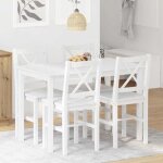 Ensemble de salle � manger en bois - vidaxl - 5 pi�ces - blanc - table: 108x65x73 cm - chaise: 39x41x855 ...