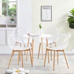Ensemble salle à manger Élégant - table ronde blanche et 4 chaises blanches Ensemble salle à manger Élégant - table ronde blanche et 4 chaises blanches