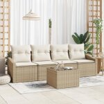 Ensemble salle � manger jardin - 5 pi�ces - coussins amovibles - poly rattan - protection uv